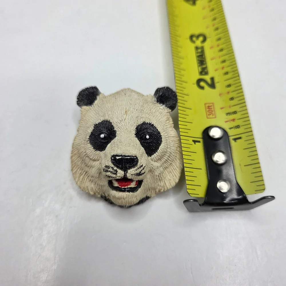 V. Aalko Handcrafted Panda Bear Pin Brooch Vintage Resin Animal Black White 1.5